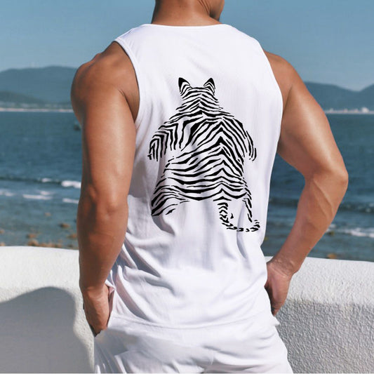 Big G Tiger Graphics Print Men's Tank Top-C