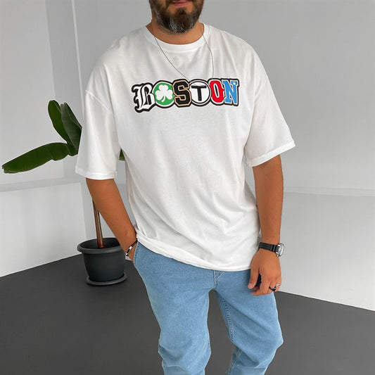 Boston Shamrock Style Men's Oversized T-Shirts