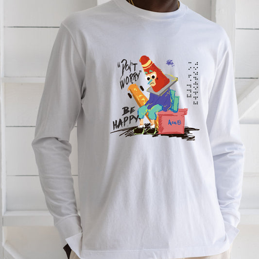 Don't Worry Be Happy Men's Long Sleeve T-shirt-A