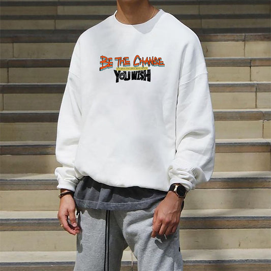 Motivational Letter Print Men's White Sweatshirt
