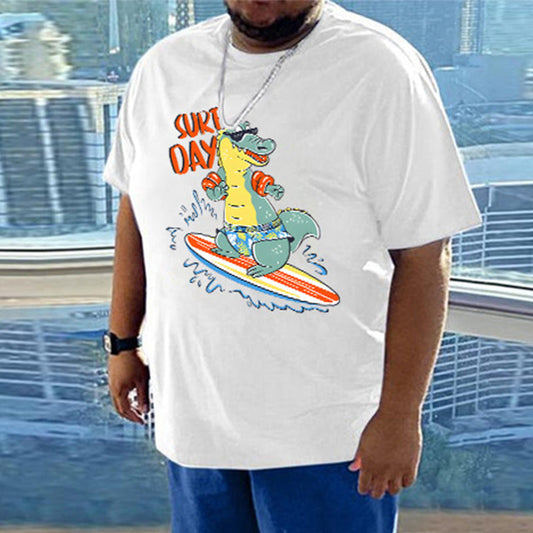 Surf Day Dinosaur Printed Men's T-Shirt Big & Tall