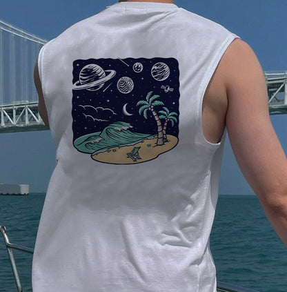 Surfing Graphic Print Men's Tank Top-C