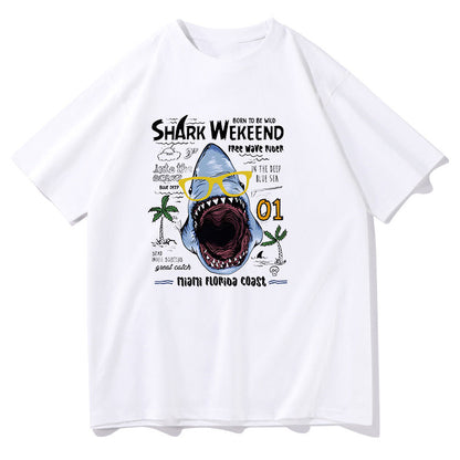 Born To Be Wild Shark Print Men's Oversized Tee Big & Tall