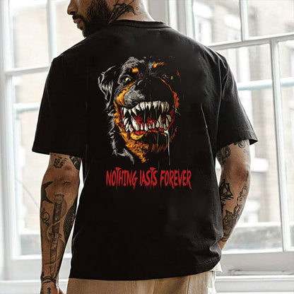Dog and Letter Print Men's Short Sleeve T-Shirt