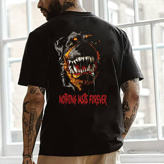 Dog and Letter Print Men's Short Sleeve T-Shirt