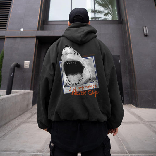 Shark Motivational Print Men's Fleece Hoodie