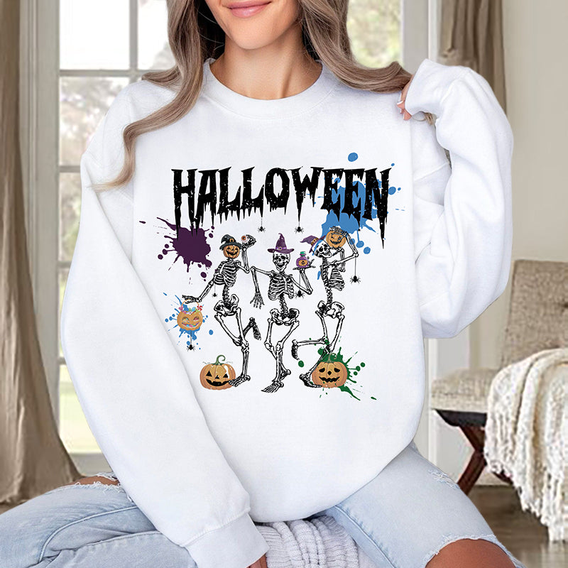 Fun and Festive Halloween Skulls Print Women's Sweatshirt