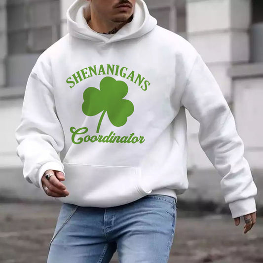 Shenanigans Coordinator Men's Shamrock Print Fleece Hoodies