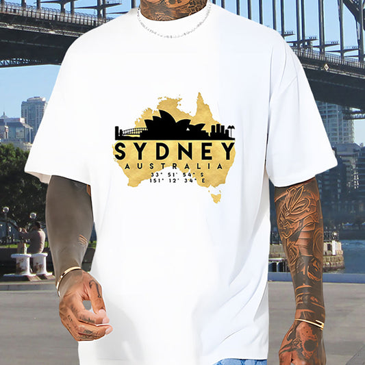 Australia Map and Sydney Landmarks Tee Big & Tall