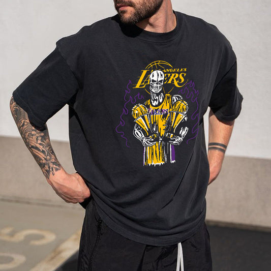 Men's Los Angeles Lakers Skull Printed T-Shirts Big & Tall