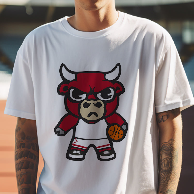 Basketball Enthusiast Cartoon Bull B-Ball Fan Big & Tall T-Shirt
