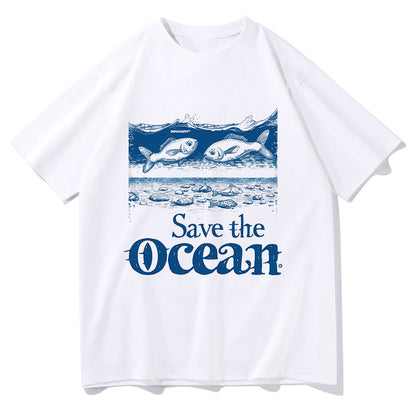 Ocean Fish Print Men's Oversized T-shirt Big & Tall