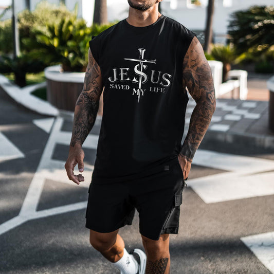 Jesus Save My Life Men's Streetwear Tank Top-B