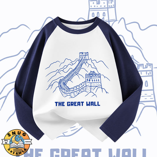 The Great Wall Print Kids QR Code Raglan Story Tee