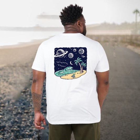Starry Seaside Waves Men's T-Shirt Big & Tall