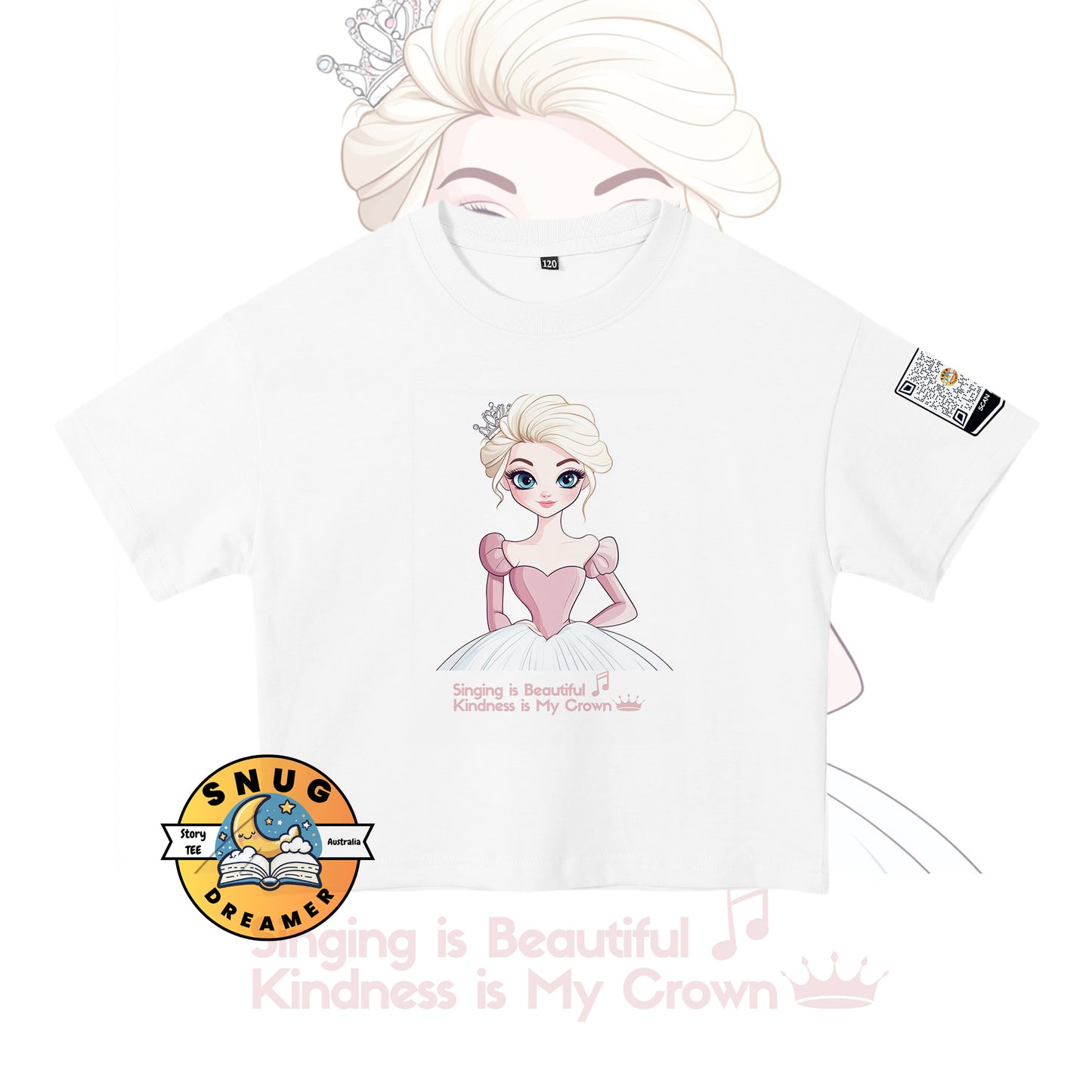 Snow White-Inspired QR Code Storytelling T-Shirt for Girls