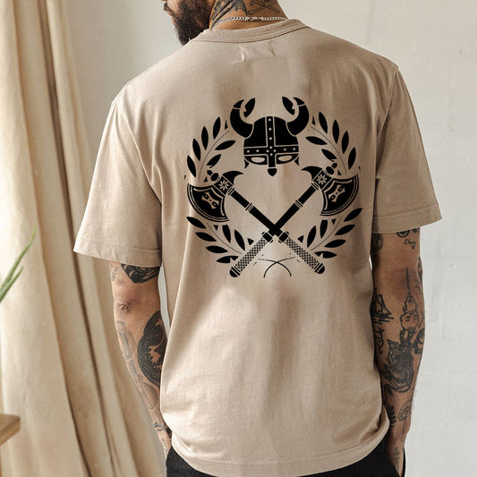 Nordic Heritage Attire Axe and Armor Men's Khaki Tee