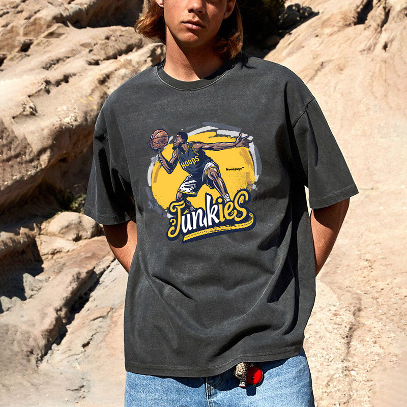 Hoops Junkie Basketball Player Men's Cotton T-Shirts Big & Tall