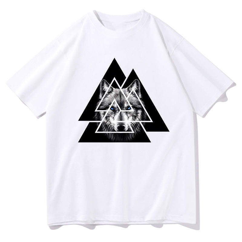 Norse Mythology Valknut Wolf Print Men's T-shirt Big & Tall