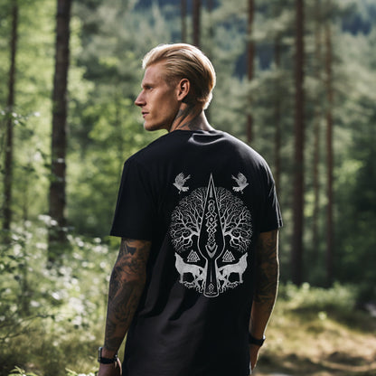 Life of Tree Yggdrasil Retro Viking Culture Graphic T-shirt Big & Tall