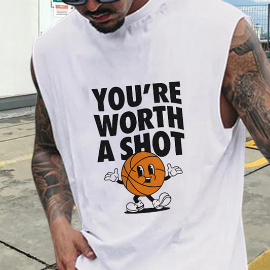 Basketball Lover Worth a Shot Men's Inspirational Tank Top