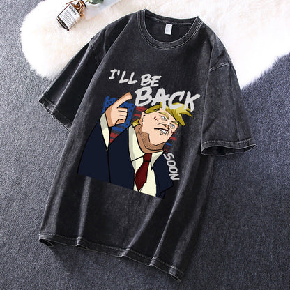 Trump Will Be Back Men's Washed Black Color Tee