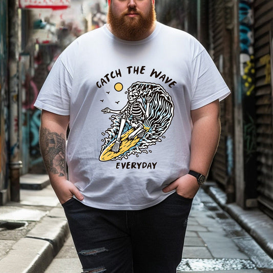 Catch the Wave Skeleton Printed Men's T-Shirt Big & Tall