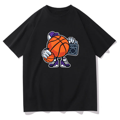 Men's Basketball Character with Ball and Radio Print Big & Tall T-shirt