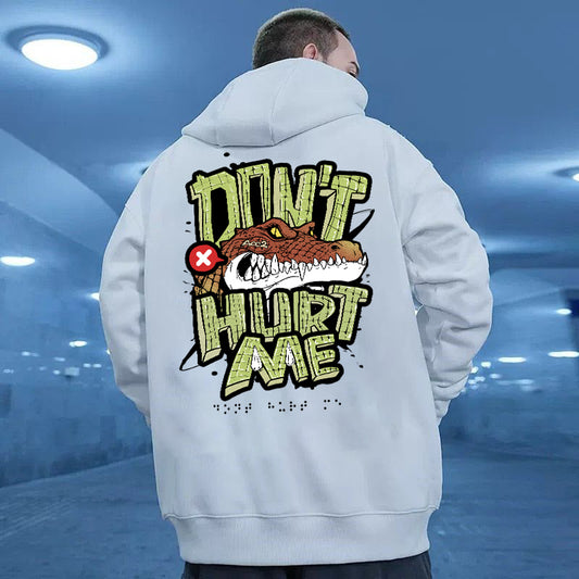 Men's White Sweatshirt with Crocodile Print and Braille Design