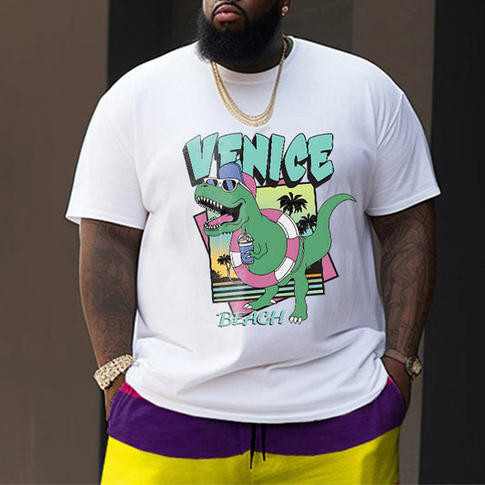 Venice Beach Dinosaur Print Summer Vibe T-shirt Big & Tall