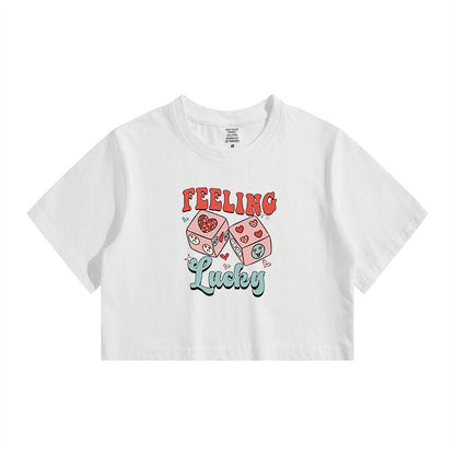 Lucky Dice Print Ladies Crop Tee