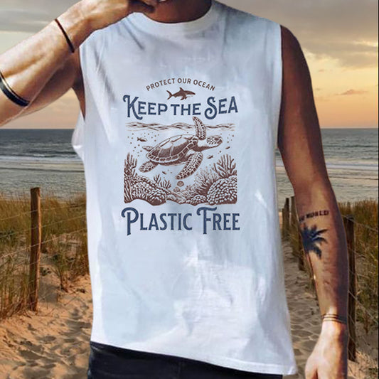 Sea Turtle Print Plastic Free Men's Tank Top