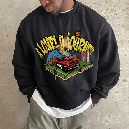 A Lonely Journey Men's Cartoon Print Fashion Sweatshirts