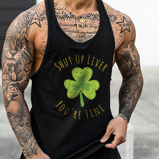 Irish Culture Shamrock Print Men's Tank Tops