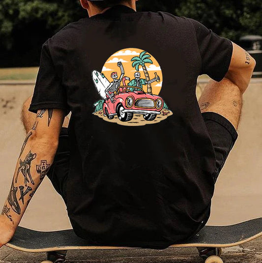 Skeleton Man Vacation Vibes Men's T-Shirt Big & Tall
