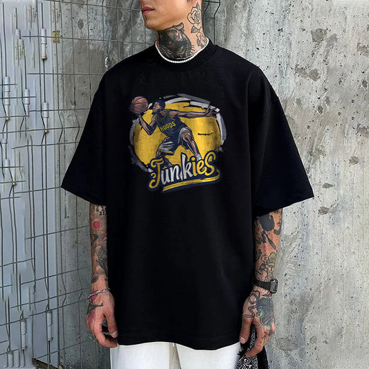 Hoops Junkie Basketball Player Men's Cotton T-Shirts Big & Tall