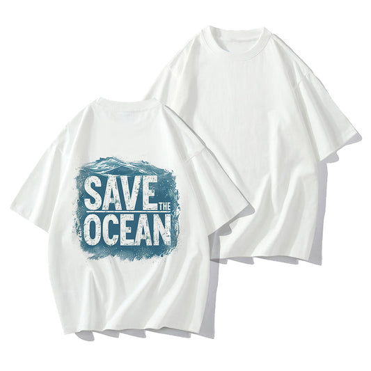 Save The Ocean Vintage Print Women's Cotton Tee