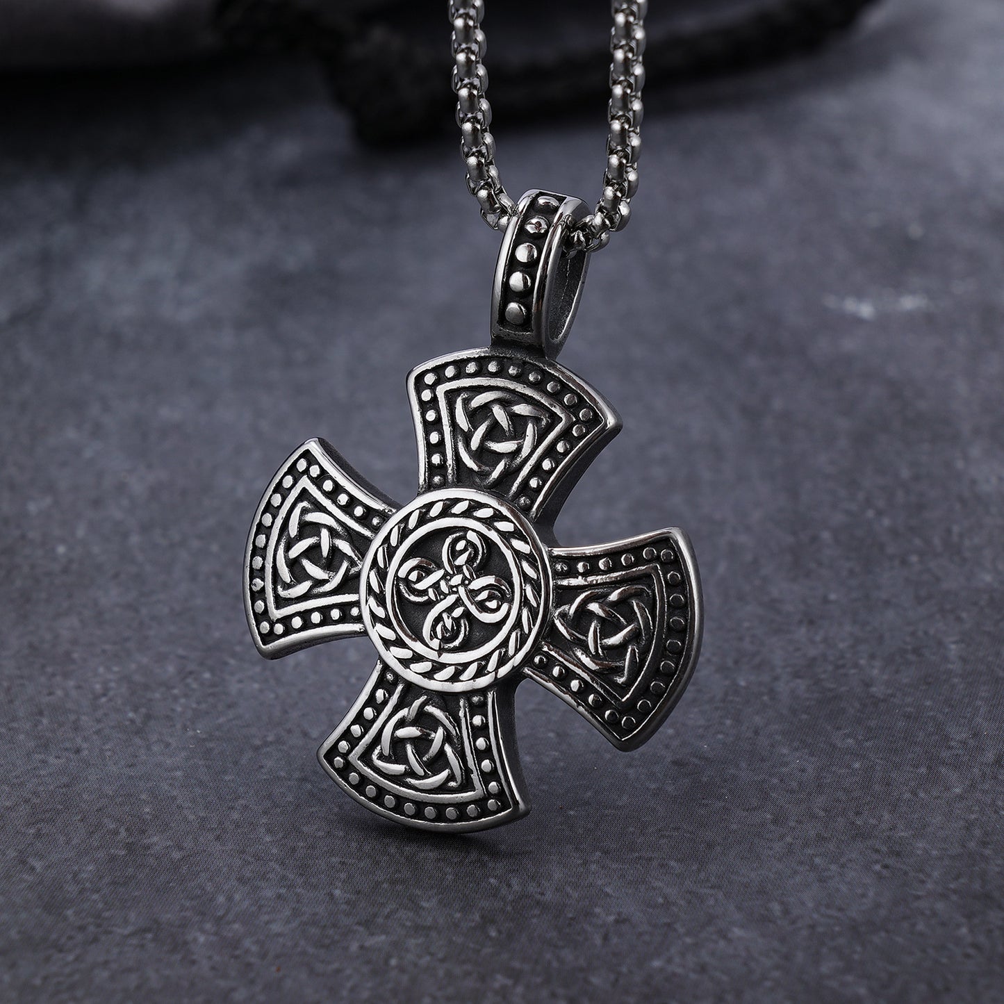 Celtic Cross Stainless Steel Pendant Necklace