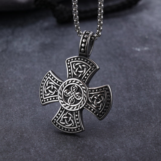 Celtic Cross Stainless Steel Pendant Necklace