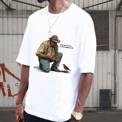 Farmer with Birds Men's Inspirational Tee Big & Tall
