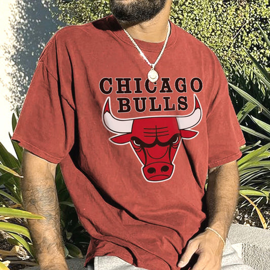 Chicago Bulls Men's Brick Red Trendy T-shirts