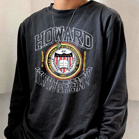 Howard University Men's Casual Long Sleeve T-Shirts-A