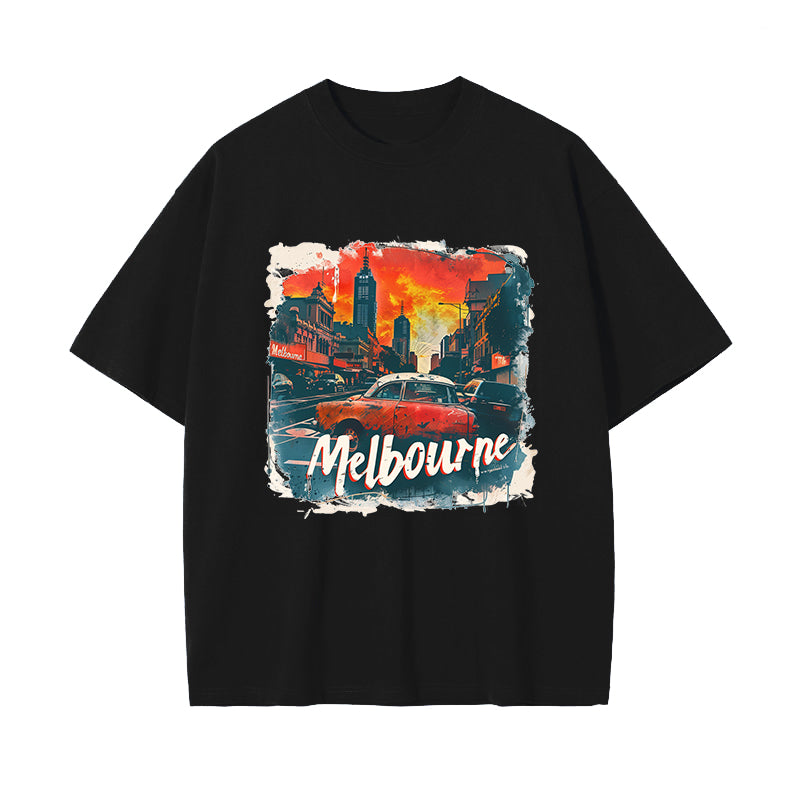 Vintage Melbourne City Print Oversized Tee Big & Tall