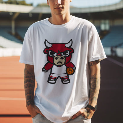 Basketball Enthusiast Cartoon Bull B-Ball Fan Big & Tall T-Shirt