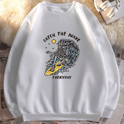 Surfing Skull Print Men's Sweatshirt