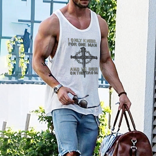 Men's Streetwear Cross Print Tank Top-A
