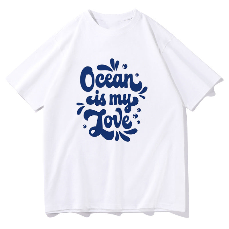 Men's Ocean Lover Print Oversized T-shirt Big & Tall