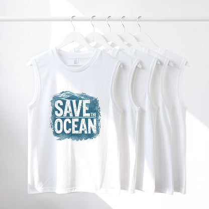 Save The Ocean Letter Print Men's Fashion Tank Top