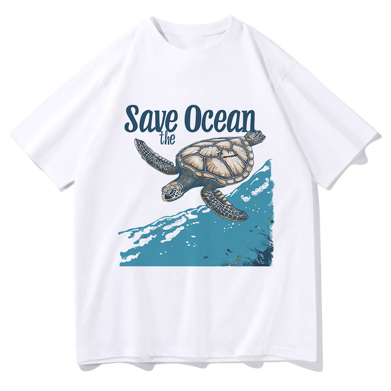 Men's Sea Turtle Ocean Conservation-Themed Printed T-shirts