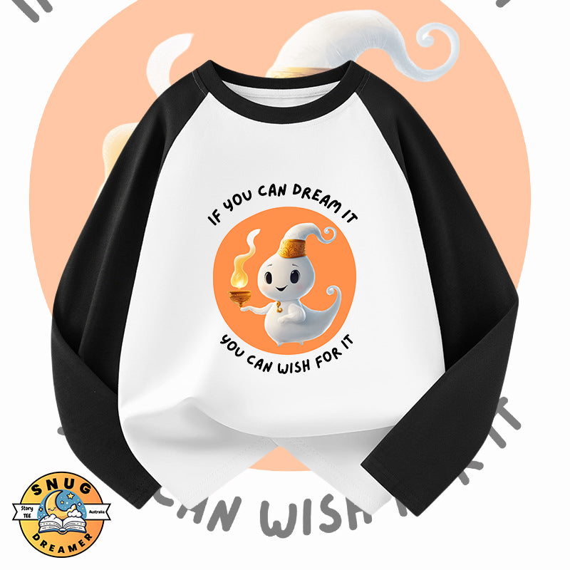 Fun Magic Lamp Print Kids Raglan Long Sleeve Tee